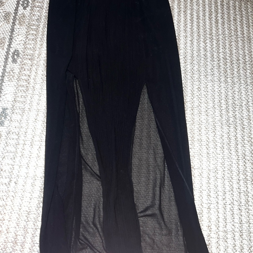 Black Maxi Pencil Skirt with Slit